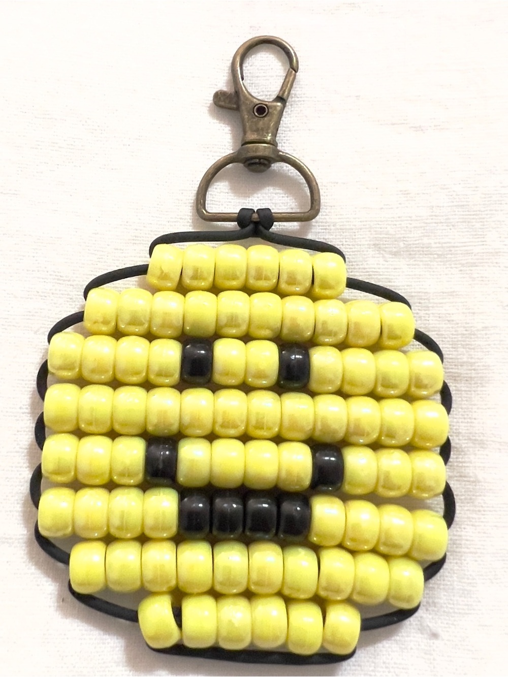 Handmade Pony Bead Smiley Face Keychain Bag Charm |
